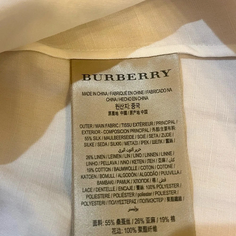 Burberry White linen Lace Trim Dress, excellent conditions. Knee length - Picture 3 of 4